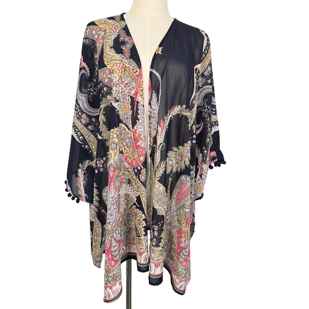 Umgee USA Paisley Boho Kimono Cardigan Womens XL/1XL Open Front Lightweight